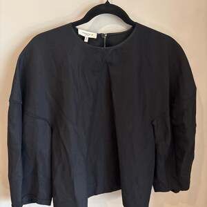 Lafayette 148 New York Black women Lantern Sleeve Blouse, Size M